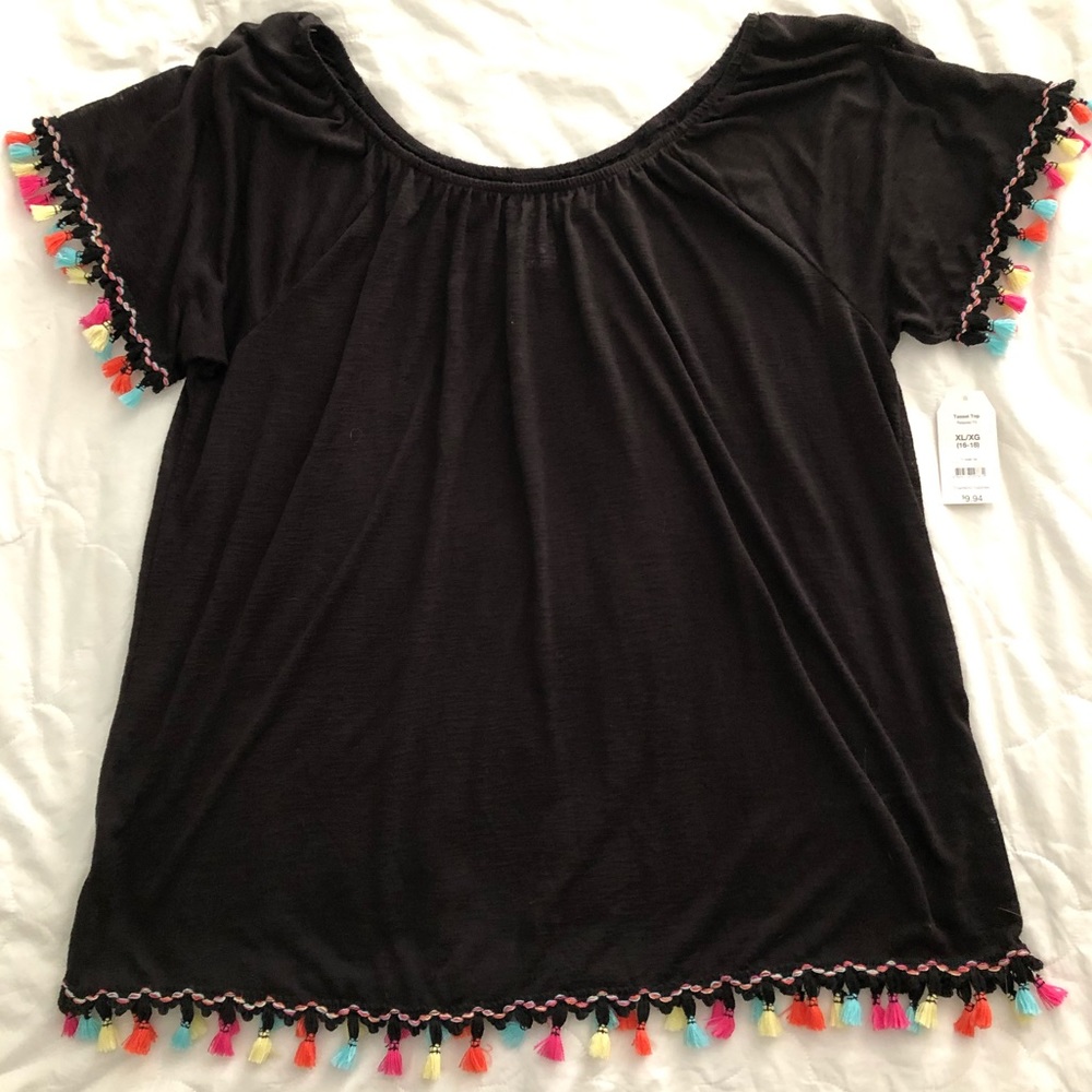 Black Blouse with Tassels